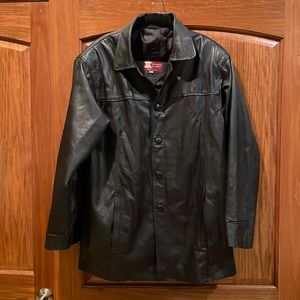 Vintage ALP Genuine Leather Black Button Up Collar Lined Leather Jacket